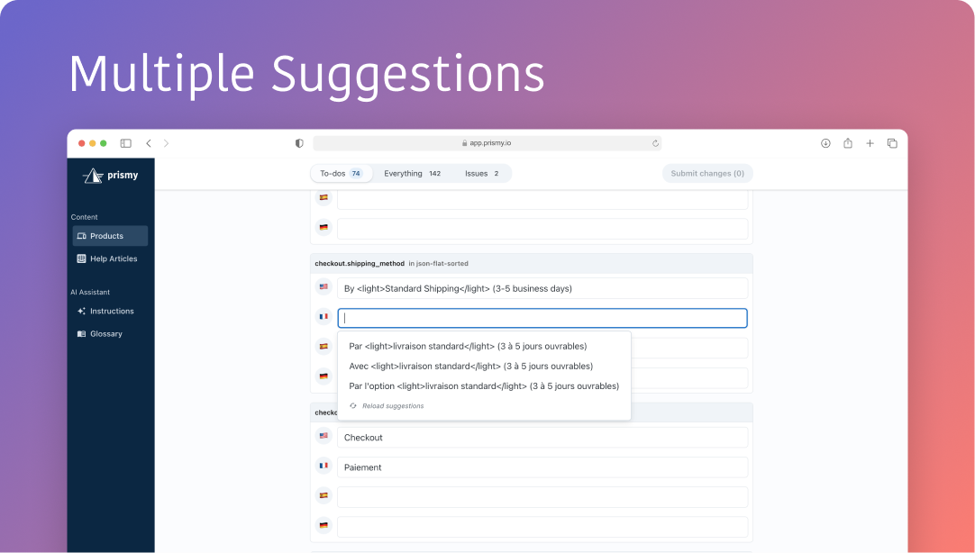Multiple suggestions